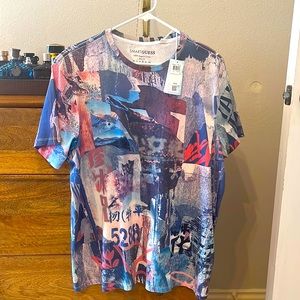 Guess Organic Slim Fit Large Collage Poster Tee